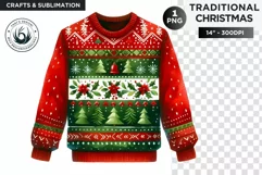 Watercolor cosy ugly sweater Christmas Clipart PNG Product Image 1