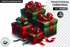 Watercolor Christmas Gifts Clipart PNG Product Image 1