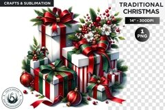 Watercolor Christmas Gifts Clipart PNG Product Image 1