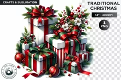 Watercolor Christmas Gifts Clipart PNG Product Image 1