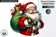 Watercolor Christmas santa claus Clipart PNG Product Image 1