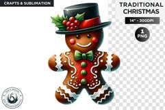 Watercolor Christmas Gingerbread Man Clipart PNG Product Image 1