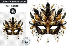 Watercolor Black &amp; Gold New Year Mask PNG Product Image 1