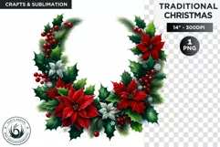 Watercolor Christmas garland Clipart PNG Product Image 1
