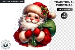 Watercolor Christmas santa claus Clipart PNG Product Image 1