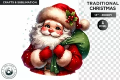 Watercolor Christmas santa claus Clipart PNG Product Image 1