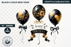 Watercolor Black &amp; Gold Fireworks New Year Clipart Product Image 2