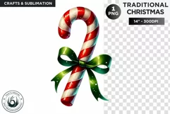 Watercolor Christmas sugar cane Clipart PNG Product Image 1