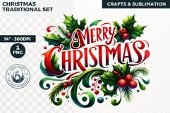 Watercolor Christmas Merry Christmas Clipart PNG Product Image 1