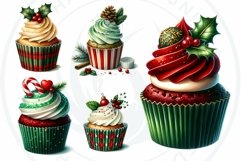 Traditional Christmas Cupcakes Clipart PNG Bundle Product Image 7