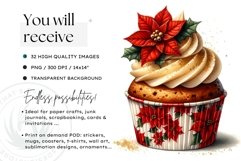 Traditional Christmas Cupcakes Clipart PNG Bundle Product Image 2