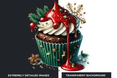 Traditional Christmas Cupcakes Clipart PNG Bundle Product Image 3