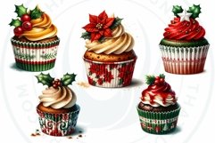 Traditional Christmas Cupcakes Clipart PNG Bundle Product Image 4
