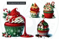 Traditional Christmas Cupcakes Clipart PNG Bundle Product Image 5