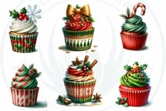 Traditional Christmas Cupcakes Clipart PNG Bundle Product Image 9