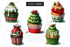 Traditional Christmas Cupcakes Clipart PNG Bundle Product Image 10