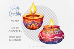 Diwali candles, Diwali clipart, Watercolor PNG sublimations Product Image 3