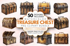 Watercolor Treasure Chest Clipart Bundle Product Image 1