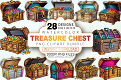 Watercolor Treasure Chest Clipart Bundle Product Image 1