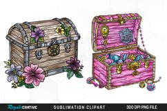 Watercolor Treasure Chests Sublimation Clipart Product Image 1