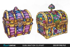 Watercolor Treasure Chests Sublimation Clipart Product Image 1