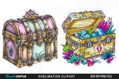 Watercolor Treasure Chests Sublimation Clipart Product Image 1