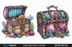 Watercolor Treasure Chests Design Clipart Product Image 1