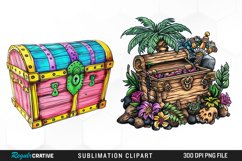 Watercolor Treasure Chests Sublimation Clipart Product Image 1