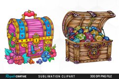 Watercolor Treasure Chests Sublimation Clipart Product Image 1