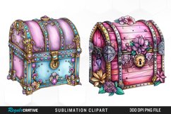 Watercolor Treasure Chests Sublimation Clipart Product Image 1