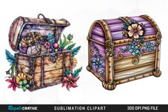 Watercolor Treasure Chests Sublimation Clipart Product Image 1