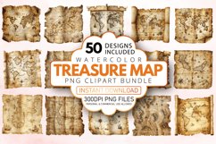 Watercolor Treasure Map Clipart Bundle Product Image 1