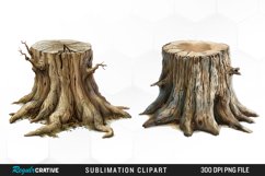Watercolor Tree Stump Graphics Clipart Product Image 1