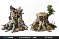 Watercolor Tree Stump Image Clipart Product Image 1