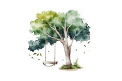 watercolor clipart,commercial use,clipart bundle,watercolor fountain,printable art,forest clipart,tree clip art png,pine tree clipart,woodland clipart,nature clipart,Watercolor Tree Swings Clipart Bundle