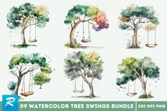 watercolor clipart,commercial use,clipart bundle,watercolor fountain,printable art,forest clipart,tree clip art png,pine tree clipart,woodland clipart,nature clipart,Watercolor Tree Swings Clipart Bundle