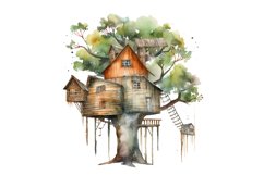 Watercolor Treehouse Clipart Bundle,digital download,digital planner,instant download,watercolor clipart,commercial use,clipart bundle,watercolor fountain,printable art,forest clipart,tree clip art png,pine tree clipart,woodland clipart