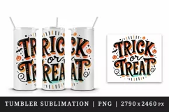 Watercolor Trick or Treat text black neon orange quote lettering Halloween print tumbler skinny mug wrap clipart t-shirt sublimation printable design