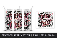 Watercolor Trick or Treat text black neon red quote lettering Halloween print tumbler skinny mug wrap clipart t-shirt sublimation printable design