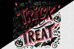Watercolor Trick or Treat text black neon red quote lettering Halloween print tumbler skinny mug wrap clipart t-shirt sublimation printable design