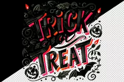 Watercolor Trick or Treat text black neon red quote lettering Halloween print tumbler skinny mug wrap clipart t-shirt sublimation printable design