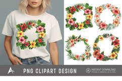 Watercolor Tropical flower frame Clipart Product Image 1