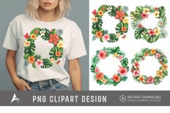 Watercolor Tropical flower frame Clipart Product Image 1
