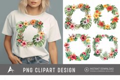 Watercolor Tropical flower frame Clipart Product Image 1
