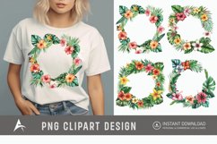 Watercolor Tropical flower frame Clipart Product Image 1