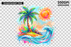 tropical island png, sunset clipart, beach png, watercolor sunset, island design, summer clipart, vacation png, ocean landscape, tropical sublimation, beach design