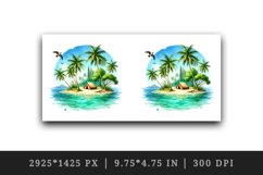 Watercolor  tropical island with palm trees tent water summer print 20 oz tumbler skinny mug wrap clipart t-shirt sublimation printable design