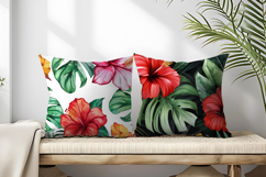 Watercolor Tropical Leaves and Hibiscus Seamless DP Product Image 2