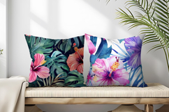 Watercolor Tropical Leaves and Hibiscus Seamless DP Product Image 2