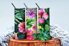 Watercolor Tropical Leaves and Hibiscus Seamless DP Product Image 3